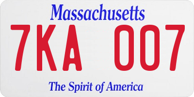 MA license plate 7KA007
