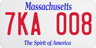 MA license plate 7KA008