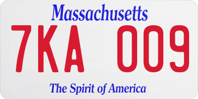 MA license plate 7KA009