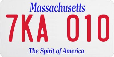 MA license plate 7KA010