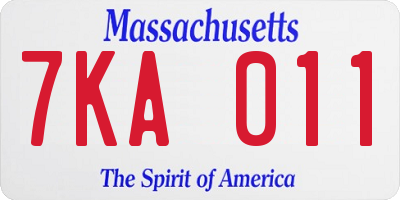 MA license plate 7KA011