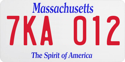 MA license plate 7KA012