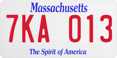 MA license plate 7KA013