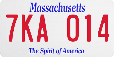 MA license plate 7KA014