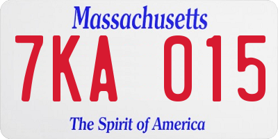MA license plate 7KA015