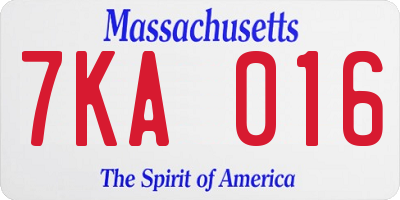 MA license plate 7KA016