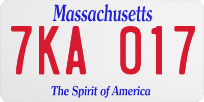 MA license plate 7KA017