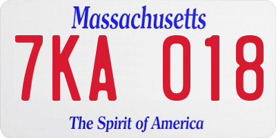 MA license plate 7KA018