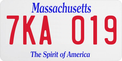 MA license plate 7KA019