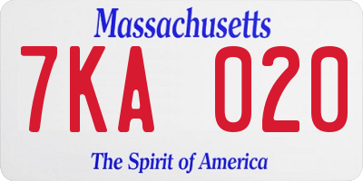 MA license plate 7KA020