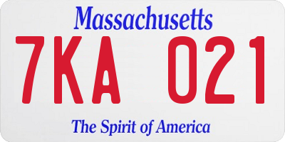 MA license plate 7KA021