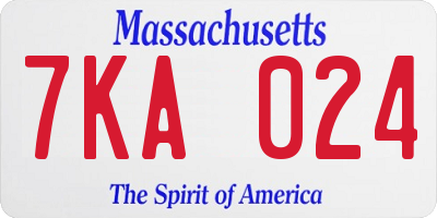 MA license plate 7KA024
