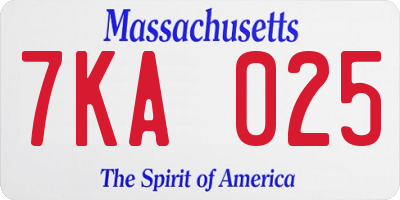 MA license plate 7KA025