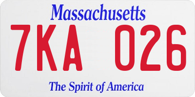 MA license plate 7KA026