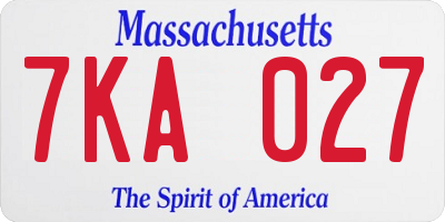 MA license plate 7KA027