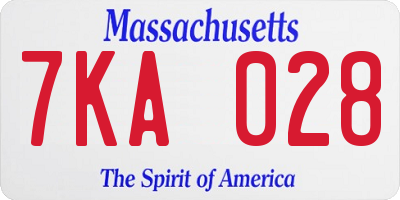 MA license plate 7KA028