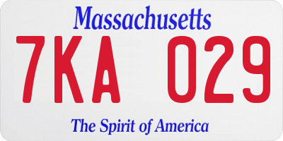 MA license plate 7KA029