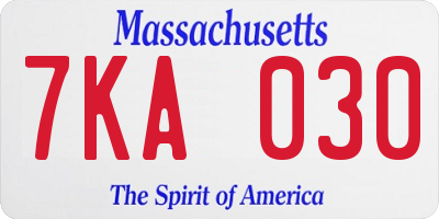 MA license plate 7KA030