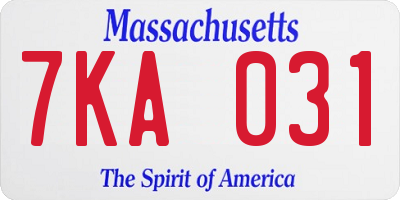 MA license plate 7KA031