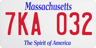 MA license plate 7KA032