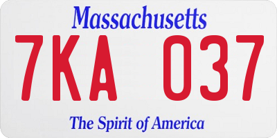 MA license plate 7KA037
