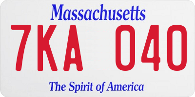 MA license plate 7KA040