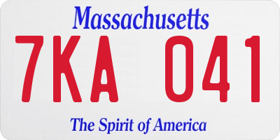 MA license plate 7KA041
