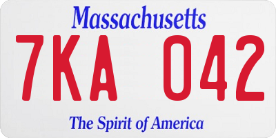 MA license plate 7KA042