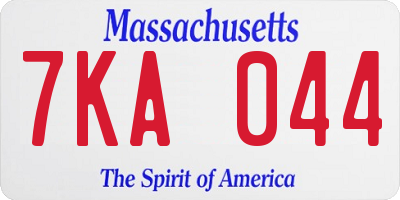 MA license plate 7KA044
