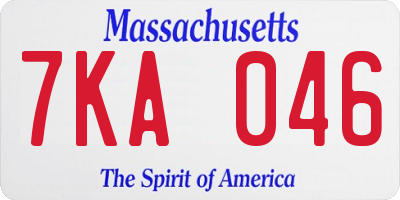 MA license plate 7KA046