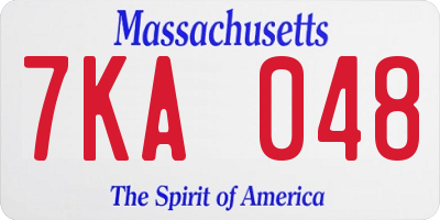 MA license plate 7KA048