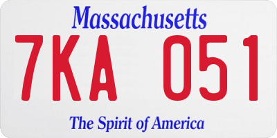 MA license plate 7KA051