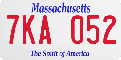 MA license plate 7KA052