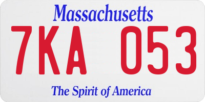 MA license plate 7KA053