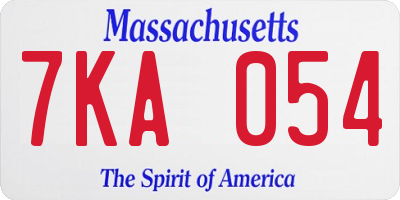 MA license plate 7KA054