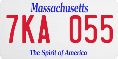 MA license plate 7KA055