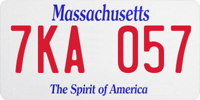 MA license plate 7KA057