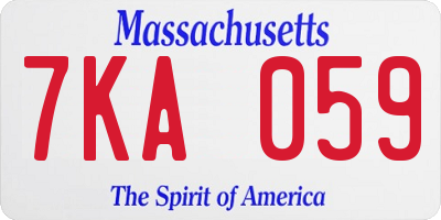 MA license plate 7KA059