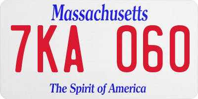 MA license plate 7KA060