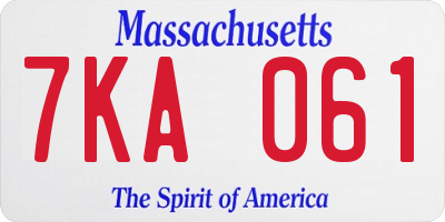 MA license plate 7KA061