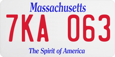 MA license plate 7KA063