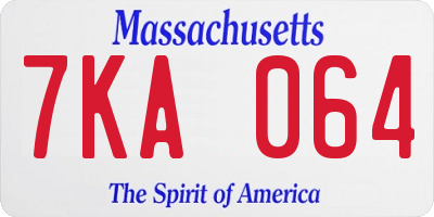 MA license plate 7KA064