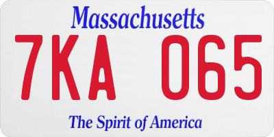 MA license plate 7KA065