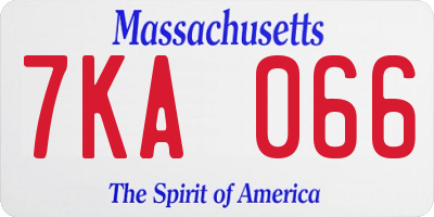 MA license plate 7KA066