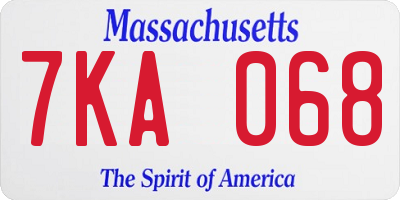 MA license plate 7KA068