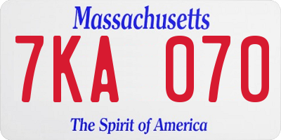 MA license plate 7KA070