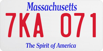 MA license plate 7KA071