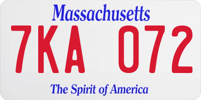 MA license plate 7KA072