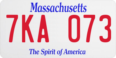 MA license plate 7KA073