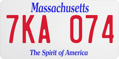 MA license plate 7KA074
